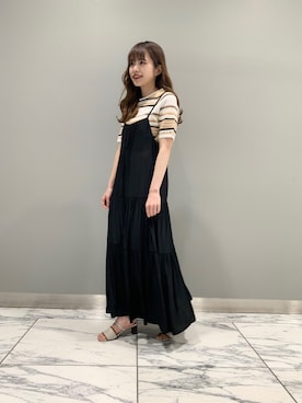 「透かし編みニット」｜Honokaさん（レディース・156cm）の夏コーディネート