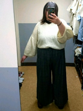 「デブでもオシャレしたい」｜「アイテム（アクセサリー）」を使った、えなじーさん（レディース・156cm）の秋コーディネート