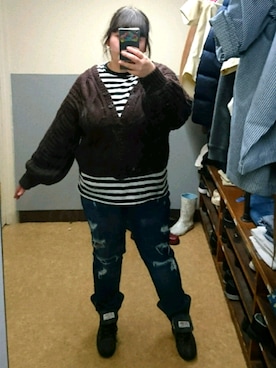 「デブでもオシャレしたい」｜「アイテム（ブーツ）」を使った、えなじーさん（レディース・156cm）の冬コーディネート