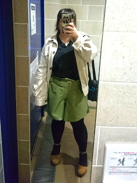 「大きいサイズ」｜「アイテム（その他アウター）」を使った、えなじーさん（レディース・156cm）の春コーディネート