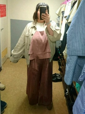 「大きいサイズ」｜「アイテム（その他アウター）」を使った、えなじーさん（レディース・156cm）の春コーディネート