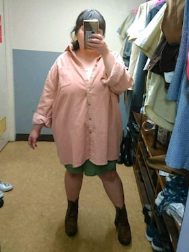 「デブでもオシャレしたい」｜「アイテム（ブーツ）」を使った、えなじーさん（レディース・156cm）の秋コーディネート