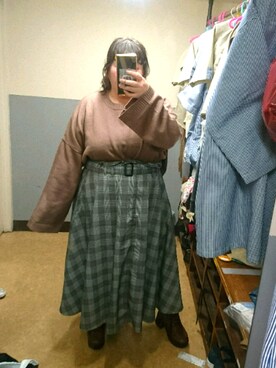 「デブでもオシャレしたい」｜「アイテム（ブーツ）」を使った、えなじーさん（レディース・156cm）の秋コーディネート