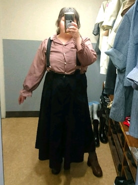 「デブでもオシャレしたい」｜「アイテム（アクセサリー）」を使った、えなじーさん（レディース・156cm）の秋コーディネート