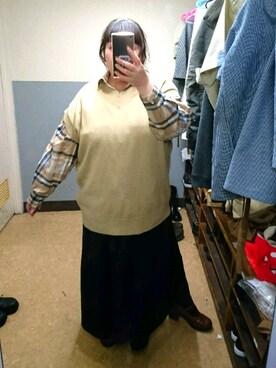 「Lazy Swan（レイジースワン）のアイテム」を使った、えなじーさん（レディース・156cm）の秋コーディネート