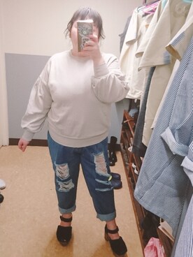 「デブでもオシャレしたい」｜「アイテム（その他）」を使った、えなじーさん（レディース・156cm）の春コーディネート