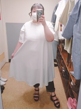 「デブでもオシャレしたい」｜「アイテム（ワンピース/ドレス）」を使った、えなじーさん（レディース・156cm）の春コーディネート