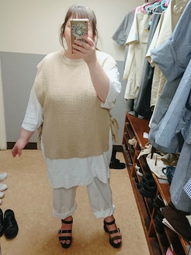「デブでもオシャレしたい」｜「アイテム（ワンピース/ドレス）」を使った、えなじーさん（レディース・156cm）の夏コーディネート