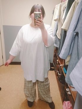 「デブでもオシャレしたい」｜「アイテム（ワンピース/ドレス）」を使った、えなじーさん（レディース・156cm）の夏コーディネート