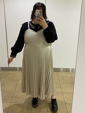 「デブでもオシャレしたい」｜「アイテム（ワンピース/ドレス）」を使った、えなじーさん（レディース・156cm）の冬コーディネート