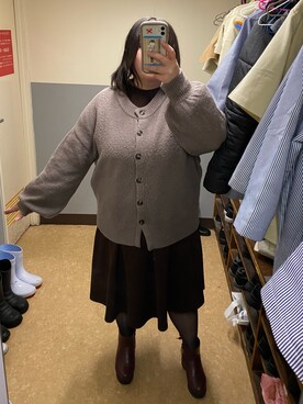 「デブでもオシャレしたい」｜「アイテム（ワンピース/ドレス）」を使った、えなじーさん（レディース・156cm）の冬コーディネート