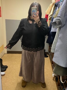 「デブでもオシャレしたい」｜「アイテム（その他シューズ）」を使った、えなじーさん（レディース・156cm）の冬コーディネート