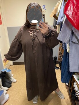 「大きいサイズ」｜「アイテム（スリッポン）」を使った、えなじーさん（レディース・156cm）の春コーディネート