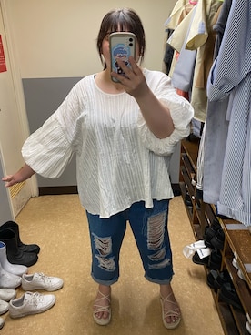 「デブでもオシャレしたい」｜「アイテム（アクセサリー）」を使った、えなじーさん（レディース・156cm）の夏コーディネート
