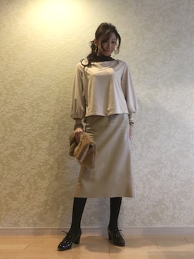 「ファークラッチ」｜ちはやさん（レディース・163cm）の冬コーディネート