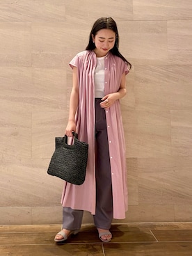 「URBAN RESEARCH ROSSO」｜「アイテム（シャツワンピース）」を使った、MIREIさん（レディース・165cm）の春コーディネート