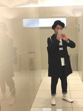 「FRAPBOIS」｜「アイテム（チェスターコート）」を使った、オーミチさん（メンズ・161cm）の冬コーディネート