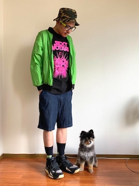 「アイテム（ナイロンジャケット）」を使った、シオマリアッチさん（メンズ・172cm・30代）の春コーディネート