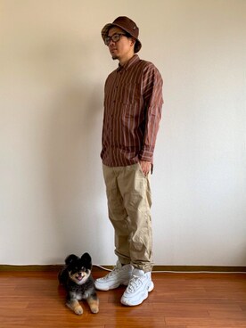 「Eddie Bauer（エディーバウアー）のアイテム（帽子）」を使った、シオマリアッチさん（メンズ・172cm）の夏コーディネート