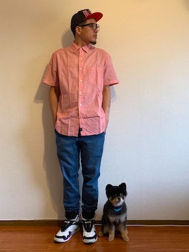 「Abercrombie&Fitch（アバークロンビーアンドフィッチ）のアイテム（シャツ/ブラウス）」を使った、シオマリアッチさん（メンズ・172cm）の秋コーディネート