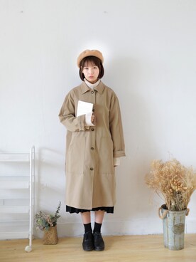 「日系极简」｜「アイテム（トレンチコート）」を使った、一只甜口柠檬さん（レディース・162cm）の夏コーディネート