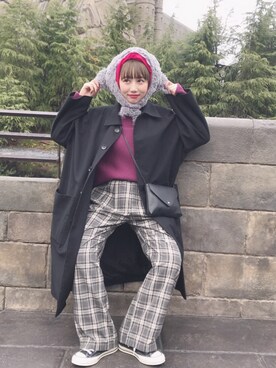 「USJ」｜「アイテム（ステンカラーコート）」を使った、maruさん（レディース・159cm）の秋コーディネート