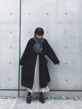 「VOAAOV（ヴォアーブ）のアイテム（ステンカラーコート）」を使った、maruさん（レディース・159cm）の冬コーディネート
