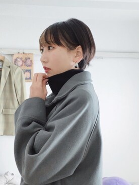 「DHOLIC（ディーホリック）のラグランスリーブボクシーロングコート（ダウンジャケット/コート）」を使った、maruさん（レディース・159cm）の冬コーディネート