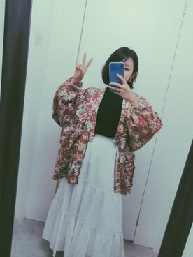 「kimono」｜「アイテム（スカート）」を使った、VIELLAさん（レディース・153cm）の春コーディネート