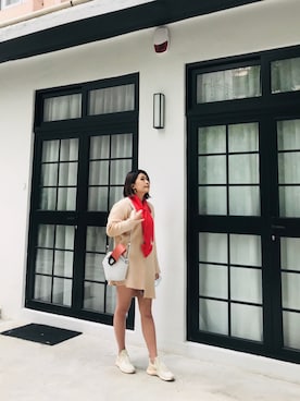 「アイテム（チャーム、オレンジ系）」を使った、Cindaさん（レディース・160cm）の冬コーディネート