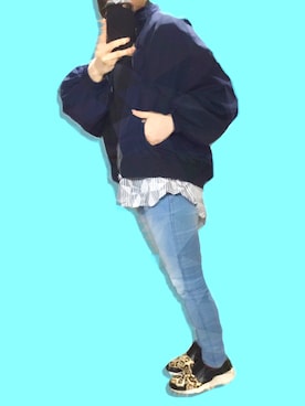 「cava cava（サヴァサヴァ）のアイテム（スリッポン）」を使った、ダサ井さんさん（レディース・157cm）の春コーディネート