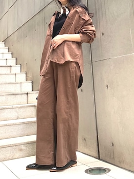 「アイテム（トップス、ブラウン系）」を使った、sykさん（レディース・163cm）の夏コーディネート