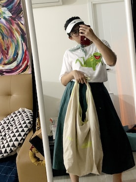 「NIKE（ナイキ）のアイテム（サンバイザー）」を使った、Kathy Kamさん（レディース・155cm）の夏コーディネート