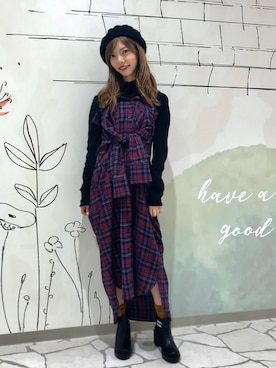 「AS KNOW AS PINKY（アズノゥアズピンキー）のアイテム（シャツワンピース）」を使った、yurikaさん（レディース・156cm）の秋コーディネート