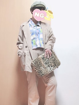 「OVERRIDE（オーバーライド）のアイテム（キャスケット、グリーン系）」を使った、CHIHIROさん（レディース・148cm）の春コーディネート