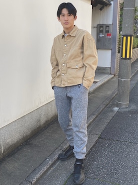「スエット」｜「アイテム（デニムジャケット）」を使った、ooo2さん（メンズ・171cm）の冬コーディネート