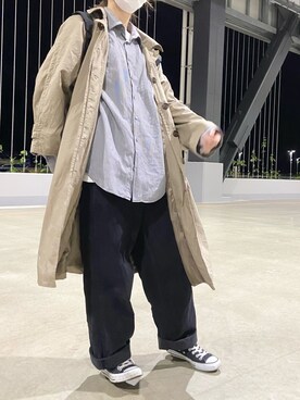 「kutir（クティール）のアイテム（ステンカラーコート）」を使った、(aYa)さん（レディース・169cm）の秋コーディネート