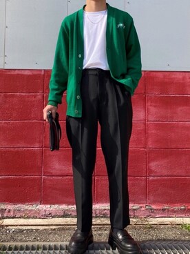 緑カーディガン のメンズ人気ファッションコーディネート Wear