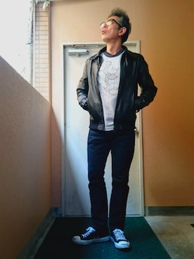 「アイテム（福袋/福箱、ブラック系）」を使った、たかぶんごさん（メンズ・171cm）の春コーディネート