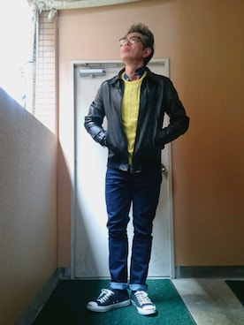 「アイテム（福袋/福箱、ブラック系）」を使った、たかぶんごさん（メンズ・171cm）の春コーディネート