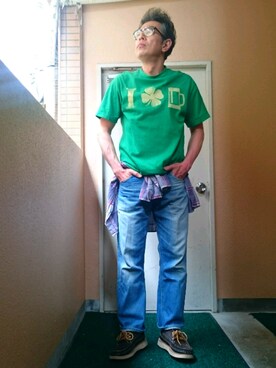 「UNITED ARROWS（ユナイテッドアローズ）のアイテム（モカシン/デッキシューズ）」を使った、たかぶんごさん（メンズ・171cm）の春コーディネート