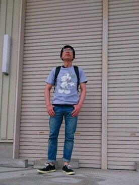 「ミッキーT」｜「アイテム（ラッピングキット）」を使った、たかぶんごさん（メンズ・171cm）の春コーディネート