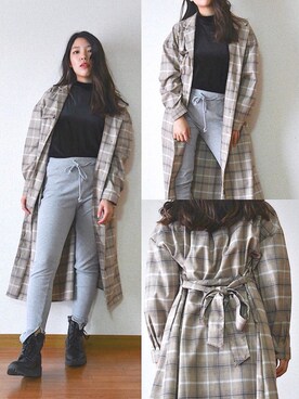 「RETRO GIRL（レトロガール）のアイテム（トレンチコート）」を使った、SHUさん（レディース・153cm）の秋コーディネート