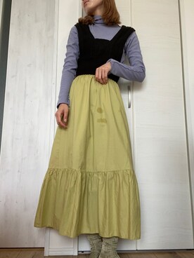 Gu ジーユー のニット セーター パープル系 を使った人気ファッションコーディネート Wear