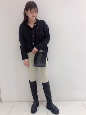 「キュプラ」｜「アイテム（ブーツ）」を使った、SUZUKAさん（レディース・161cm）の秋コーディネート