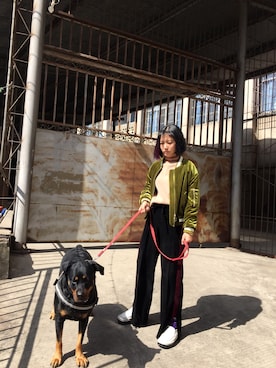 「Five Plusのアイテム（ノーカラージャケット、グリーン系）」を使った、_鱼涩涩し_さん（レディース・160cm）の春コーディネート