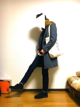 「grn」｜「アイテム（モカシン/デッキシューズ）」を使った、Naokunさん（メンズ・178cm）の冬コーディネート