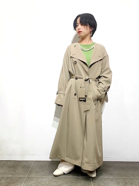 「リブニット」｜「アイテム（トレンチコート）」を使った、なな‎‪𓍯 ‬さん（レディース・155cm）の春コーディネート