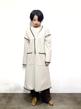 「パイピングコート」｜「アイテム（アクセサリー）」を使った、なな‎‪𓍯 ‬さん（レディース・155cm）の春コーディネート