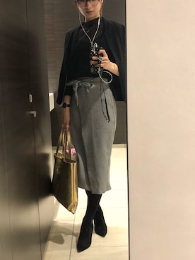 「H&M（エイチ・アンド・エム）のアイテム（スカート）」を使った、Natsukoさん（レディース・162cm）の春コーディネート